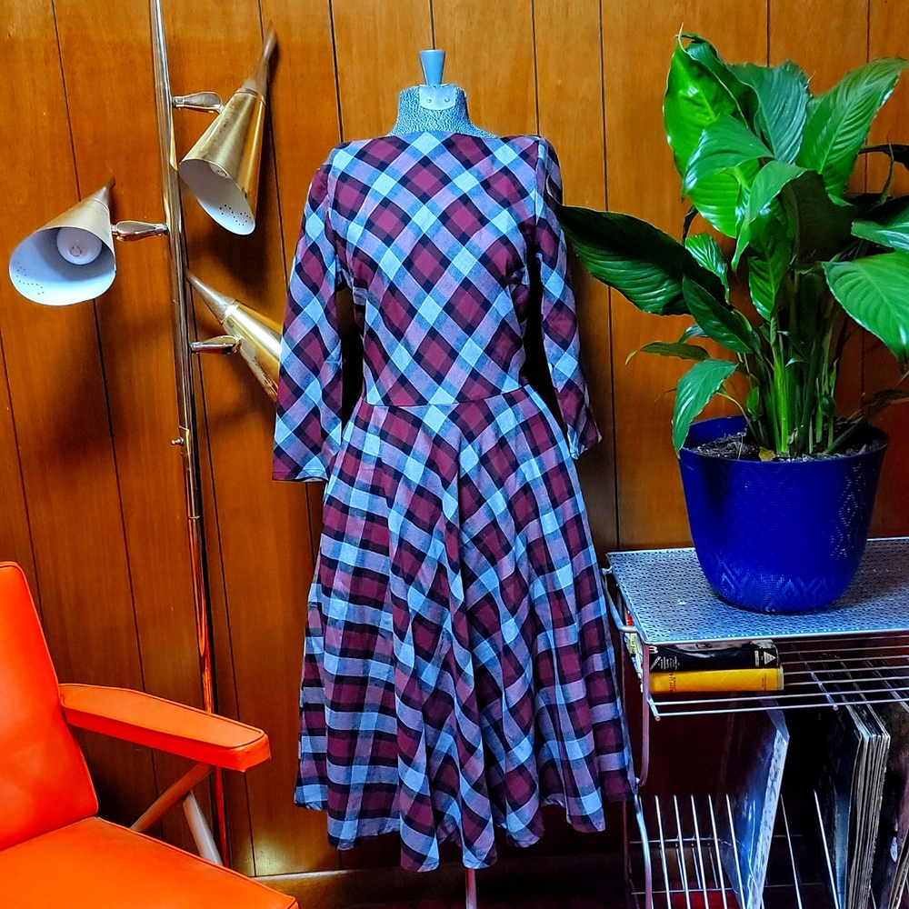 Unique Vintage check plaid dress